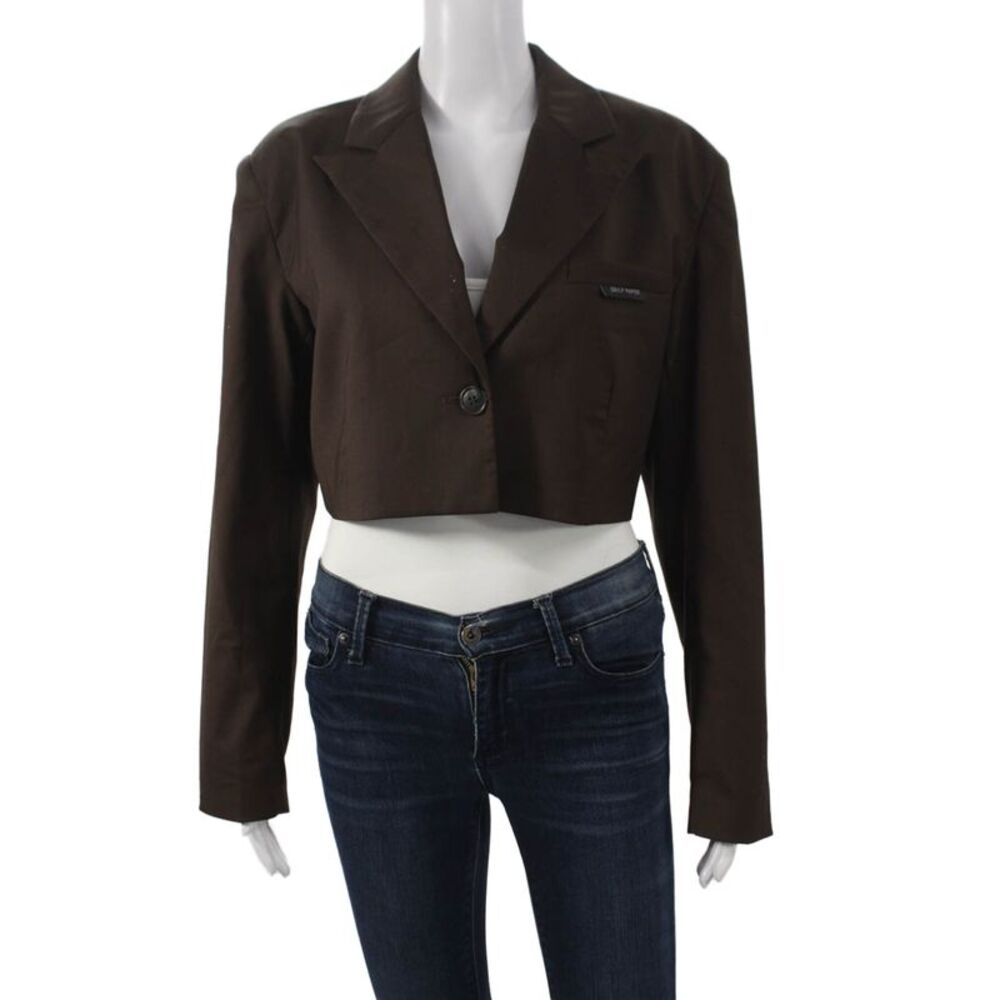 Daily Paper Women Blazer Brown Polyester Buttoned Long Sleeve Size S